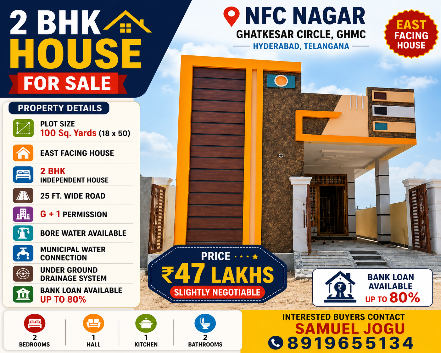 🏠 2 BHK Independent House for Sale in NFC Nagar, Ghatkesar