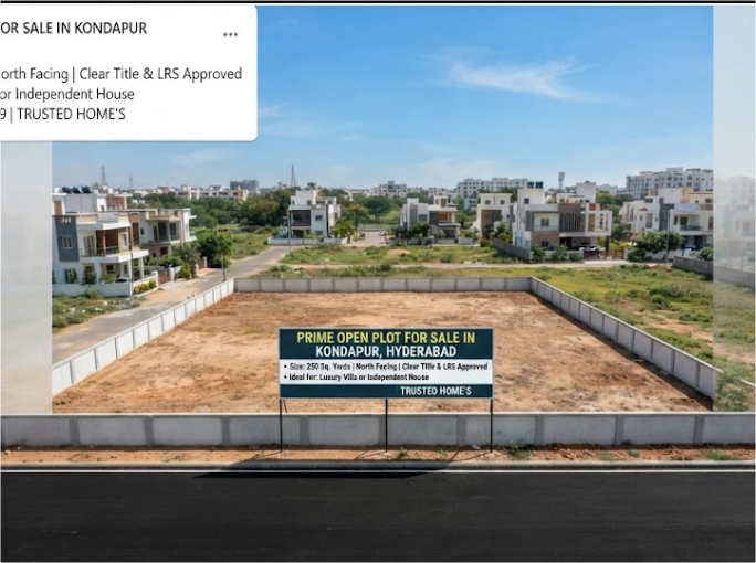 Prime North-Facing Open Plot for Sale in Kondapur Hyderabad in Kondapur, Hyderabad