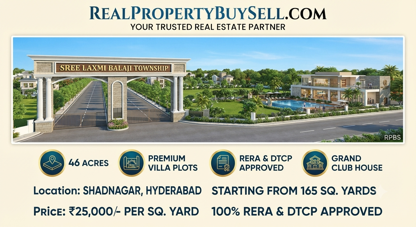 Sree Laxmi Balaji Township – Premium Villa Plots for Sale in Shadnagar, Hyderabad | RERA & DTCP Approved Mega Township in Shadnagar, Hyderabad