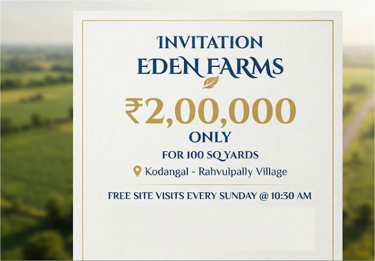 Land for Sale in Kodangal Vikarabad District - Eden Farms Open Plots in Rahvulpally, Kodangal, Vikarabad