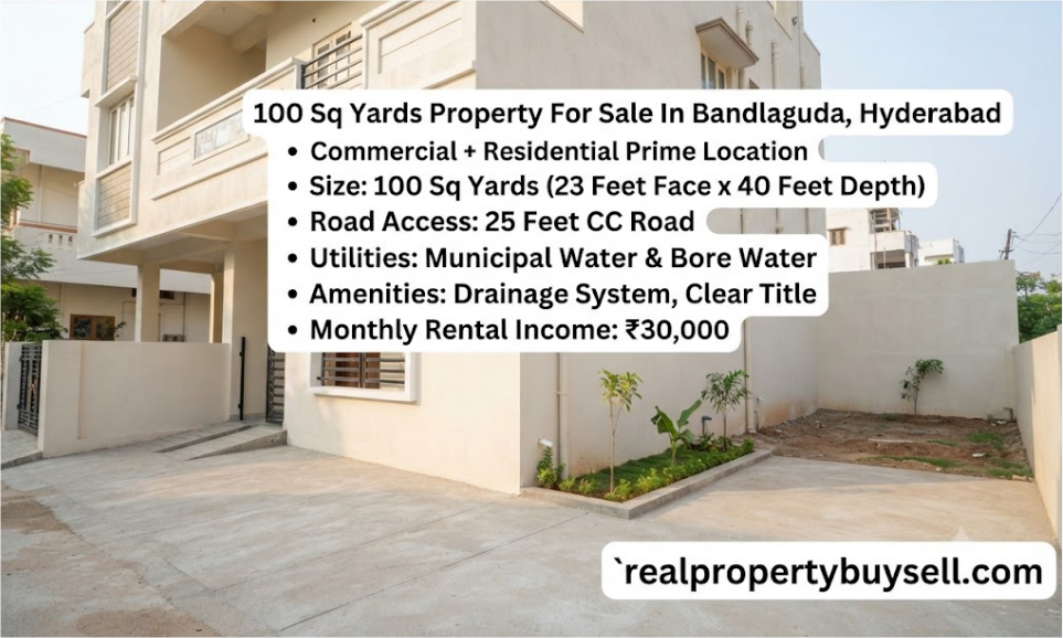 100 Sq Yards Semi Commercial + Residential Property in Bandlaguda, Hyderabad in Bandlaguda, Chandrayaan Gutta, Hyderabad