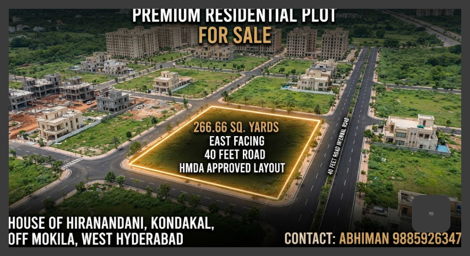 East Facing 266 Sq.Yds Villa Plot for Sale in House of Hiranandani, Kondakal in Kondakal, Mokila